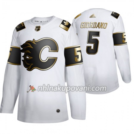 Calgary Flames Dresy Mark Giordano 5 Adidas 2019-2020 Golden Edition Bílá Authentic - Pánské Calgary Flames Dresy Mark Giordano 5 Adidas 2019-2020 Golden Edition Bílá Authentic - Pánské